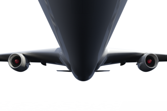 Digital png photo of underside of plane on transparent background - Powered by Adobe