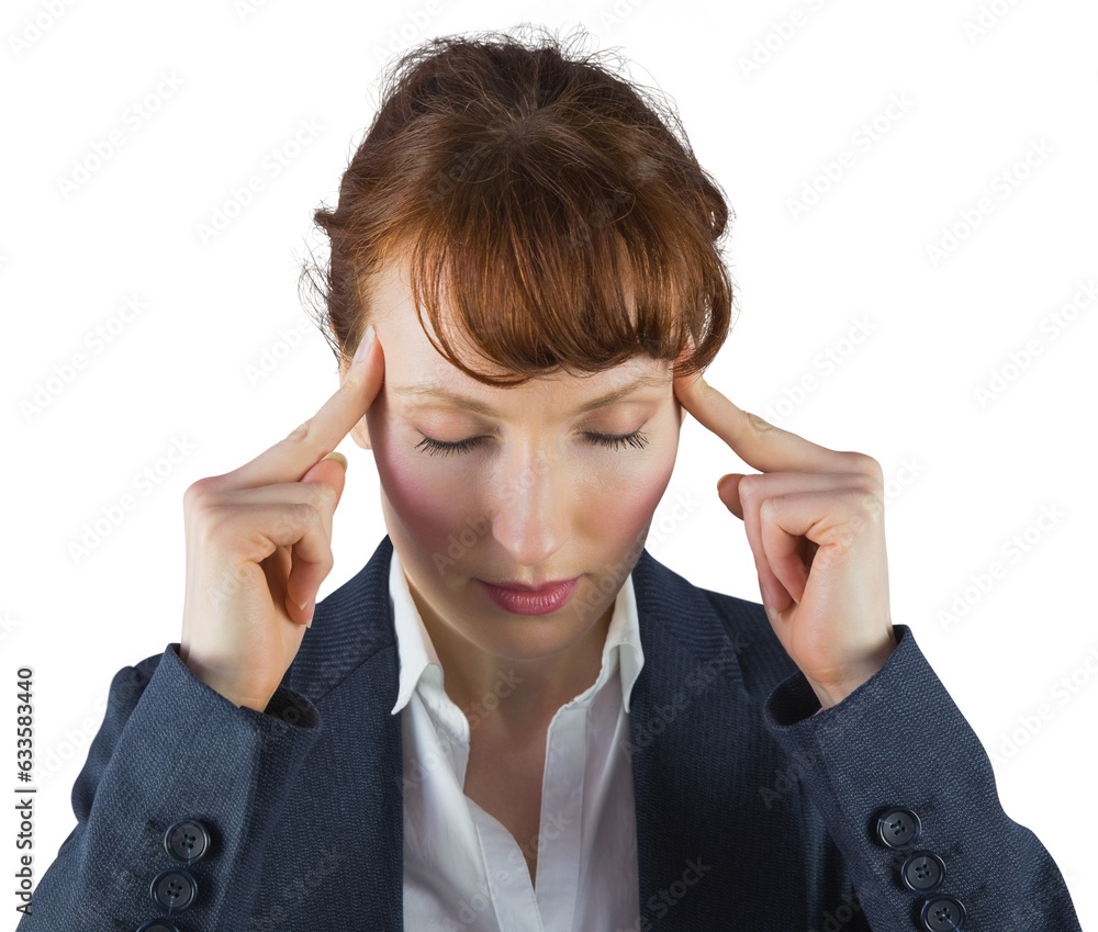 Wall mural Digital png photo of tired caucasian businesswoman on transparent background