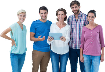 Digital png photo of smiling caucasian family on transparent background