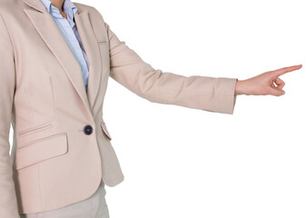 Digital png photo of midsection of caucasian businesswoman on transparent background