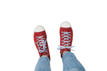 Digital png illustration of red trainers on transparent background