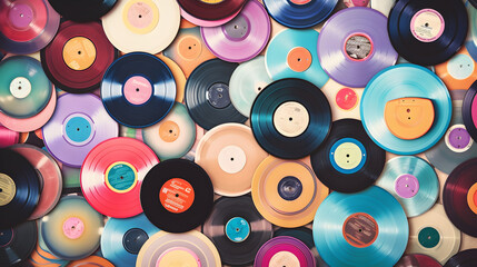Colorful pastel vinyl disc music 