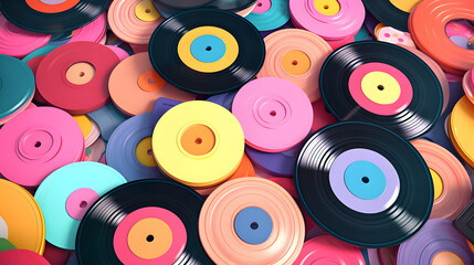 Colorful pastel vinyl disc music 