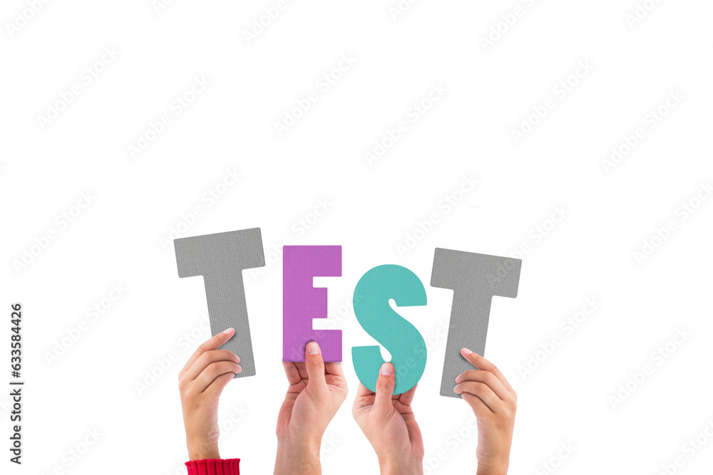 Poster digital png illustration of hands with test text on transparent background