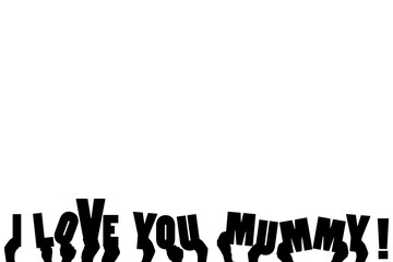 Digital png illustration of hands holding i love you mummy text on transparent background