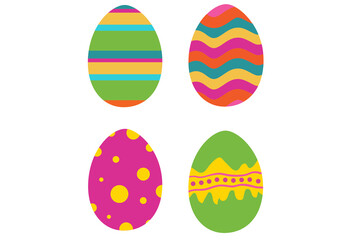 Digital png illustration of four easter eggs on transparent background
