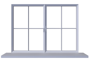 Digital png illustration of gray window with sill on transparent background