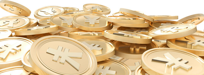 Digital png illustration of yen coins on transparent background