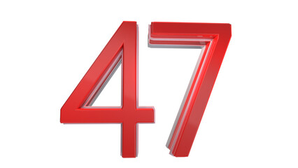 Fototapeta premium Elegant red glossy 3d number 47