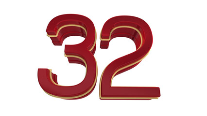 Creative red 3d number 32