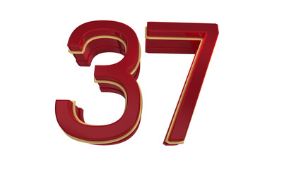 Creative red 3d number 37