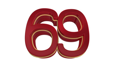 Creative red 3d number 69