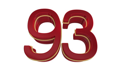 Creative red 3d number 93