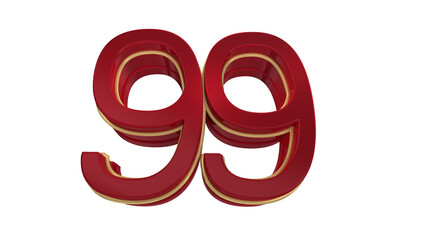 Creative red 3d number 99
