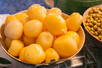 Market bowl of fresh lemons
