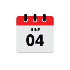 calender icon, 04 june icon with white background