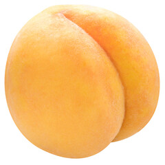 Yellow Peach isolated on white background, Fresh Yellow Peach Fruit on White PNG File. 