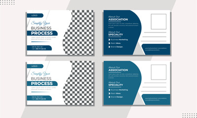 Corporate business postcard or EDDM postcard design template Post Card Design Layout Blue Corporate business postcard or EDDM postcard design template 
