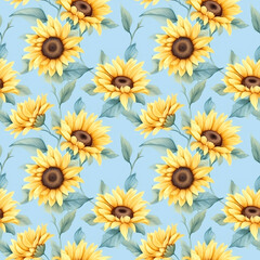 seamless pattern with yellow flowers generative AI