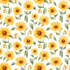 seamless background with yellow flowers generative AI