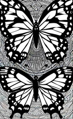 butterfly-Black and white line art for coloring. generative AI.