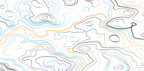 Colorful topographic topo contour map background, vector illustration