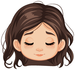 Girl Closing Eyes in Vector Illustration