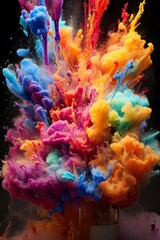 Chemical reaction causes a colorful explosion.