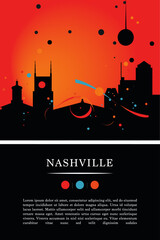 USA Nashville city poster with abstract shapes of skyline, cityscape, landmarks and attractions. US Tennessee state travel vector illustration for brochure, website, page, business presentation