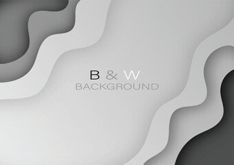 Paper cut abstract background of back and white tone , fluid illustration concept design for website templates, cards.
