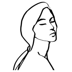 single contour line abstract female portrait character