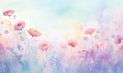watercolor floral pastel background, for design, texture, pattern