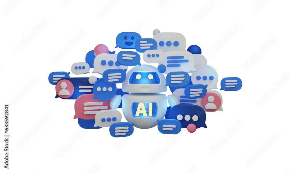 Poster chat gpt virtual ai assistant and service robot, 3d illustration
