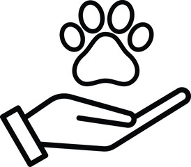 Animal paw and human hand icon vector . Animal care concept