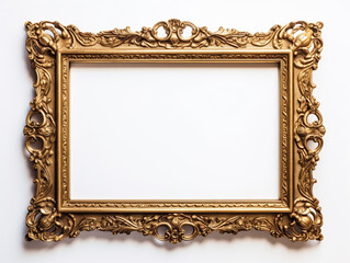 Vintaque golden photo frame isolated on white background Ornate Frame generative AI
