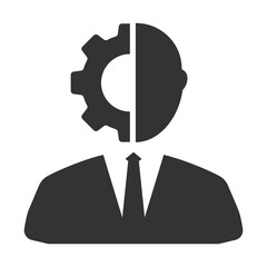 Vector illustration of employee management icon in dark color and transparent background(PNG).