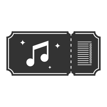 Vector illustration of music ticket icon in dark color and transparent background(PNG).