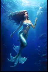 Obraz na płótnie Canvas Beautiful mermaid in the fantasy world siren