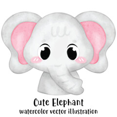 Cute Elephant illustration, elephant watercolor