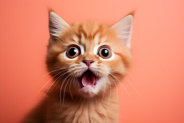 funny portrait of kitten with mouth open