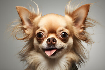 funny portrait of Chihuahua dog sticking tongue out