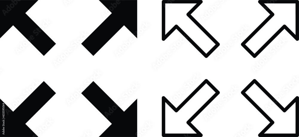 Poster full screen icon set vector in two styles on white background . enlarge icon . maximize icon