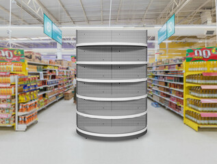 Super market product gondola end cap shelf 3D Illustration © Mahnoor