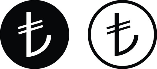 Obraz premium Turkish lira icon set vector in two styles isolated on white background