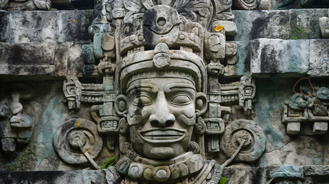 Bas-relief carving of a Mayan king