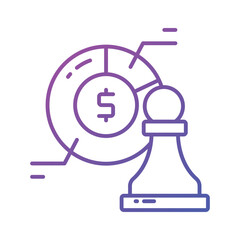 Chess piece with pie diagram denoting the concept of business strategy modern icon