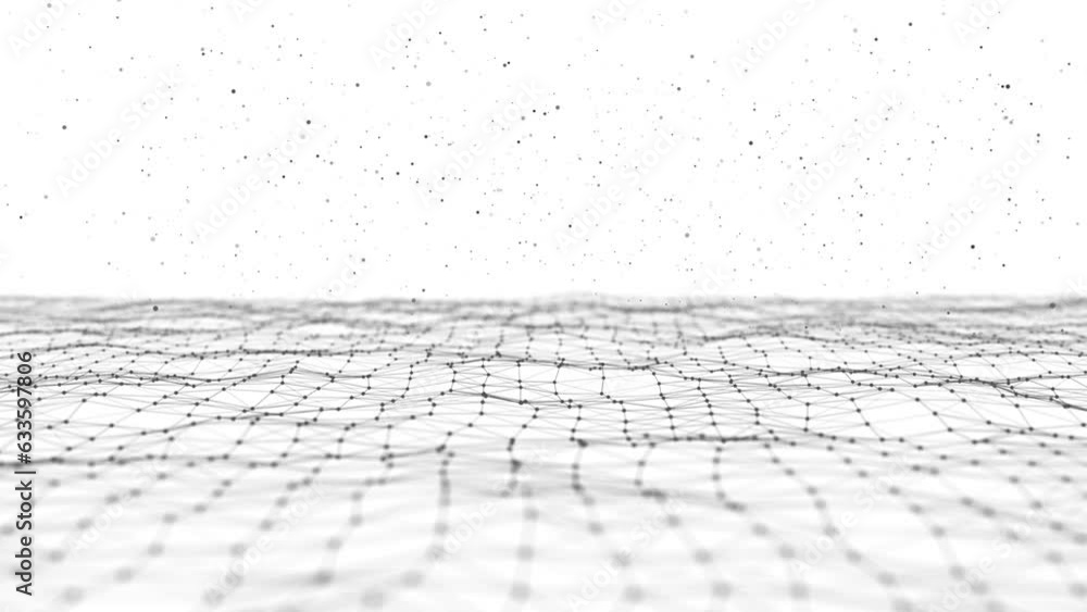 Poster big data visualization particles wave of particles cyber technology background . abstract animation 