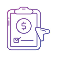 Dollar on page depicting concept vector of financial document, ready to use icon