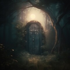 A secret door in the forest - obrazy, fototapety, plakaty