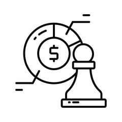 Chess piece with pie diagram denoting the concept of business strategy modern icon